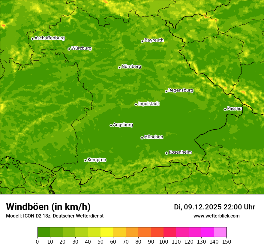 Modellkarten Windgeschwindigkeit