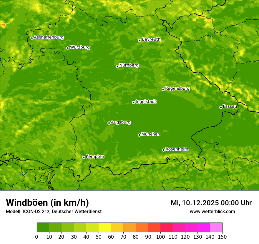 Modellkarten Windgeschwindigkeit