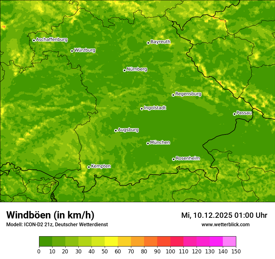 Modellkarten Windgeschwindigkeit