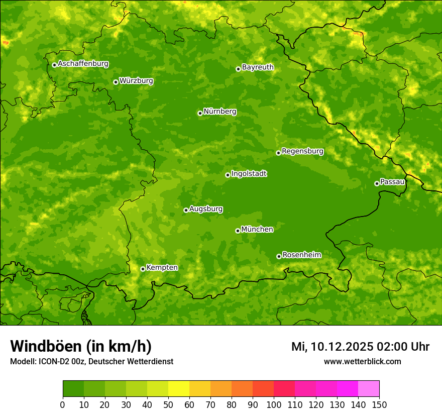Modellkarten Windgeschwindigkeit