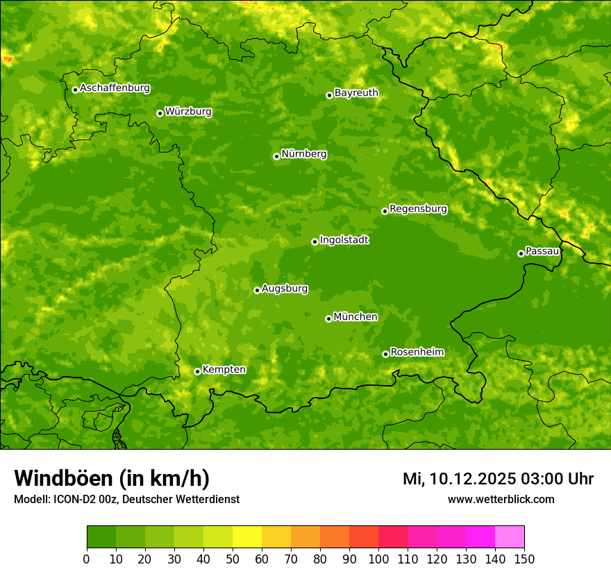 Modellkarten Windgeschwindigkeit