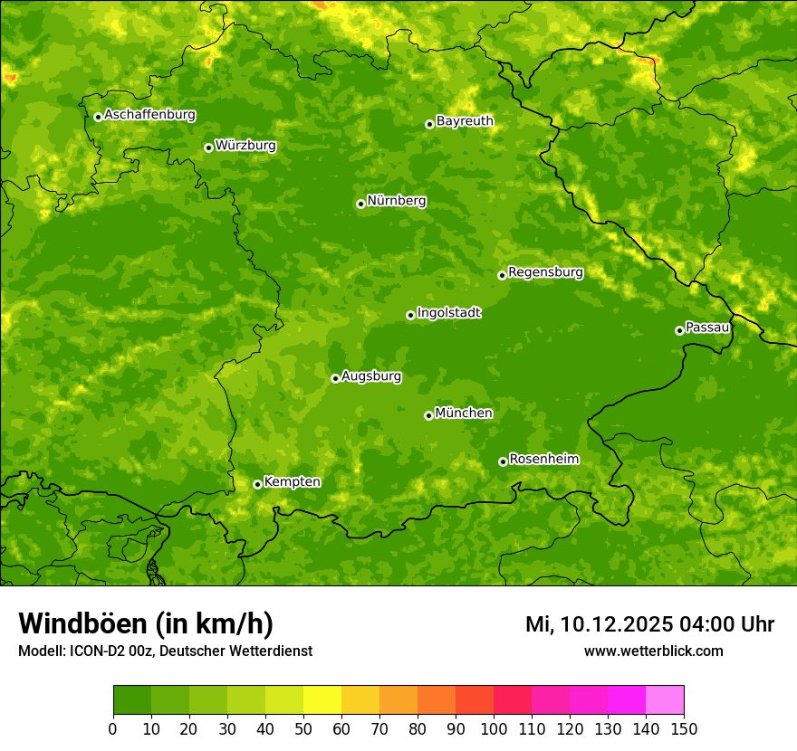 Modellkarten Windgeschwindigkeit