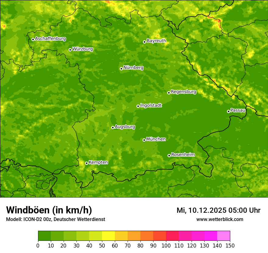 Modellkarten Windgeschwindigkeit