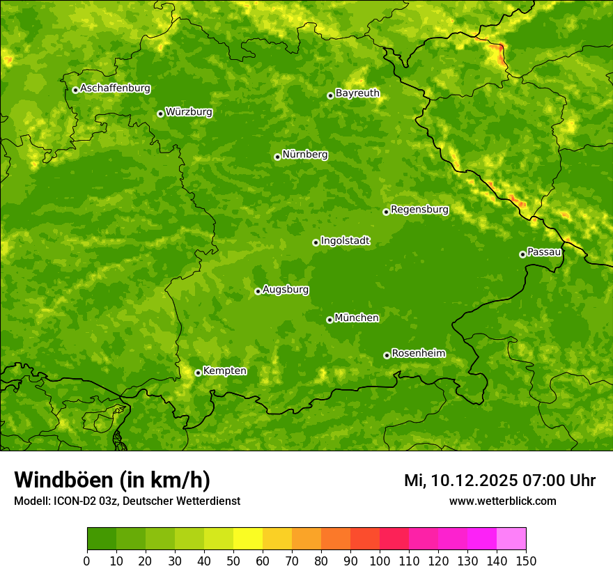 Modellkarten Windgeschwindigkeit