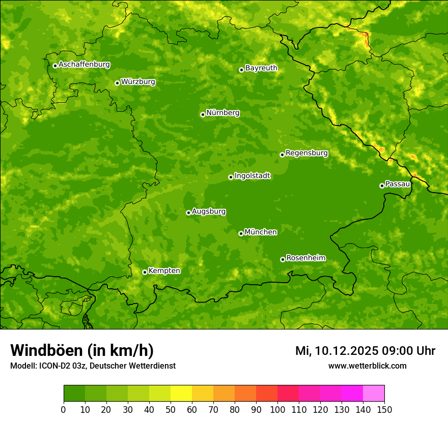 Modellkarten Windgeschwindigkeit