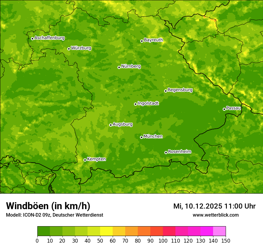 Modellkarten Windgeschwindigkeit