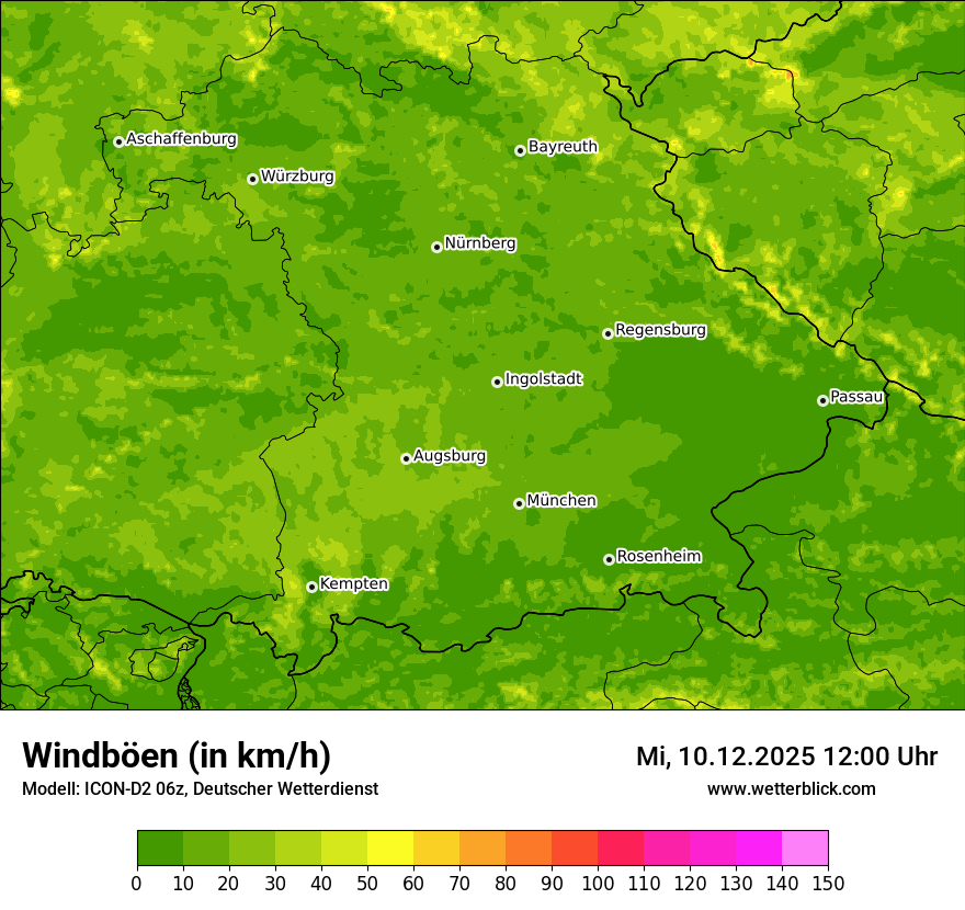 Modellkarten Windgeschwindigkeit