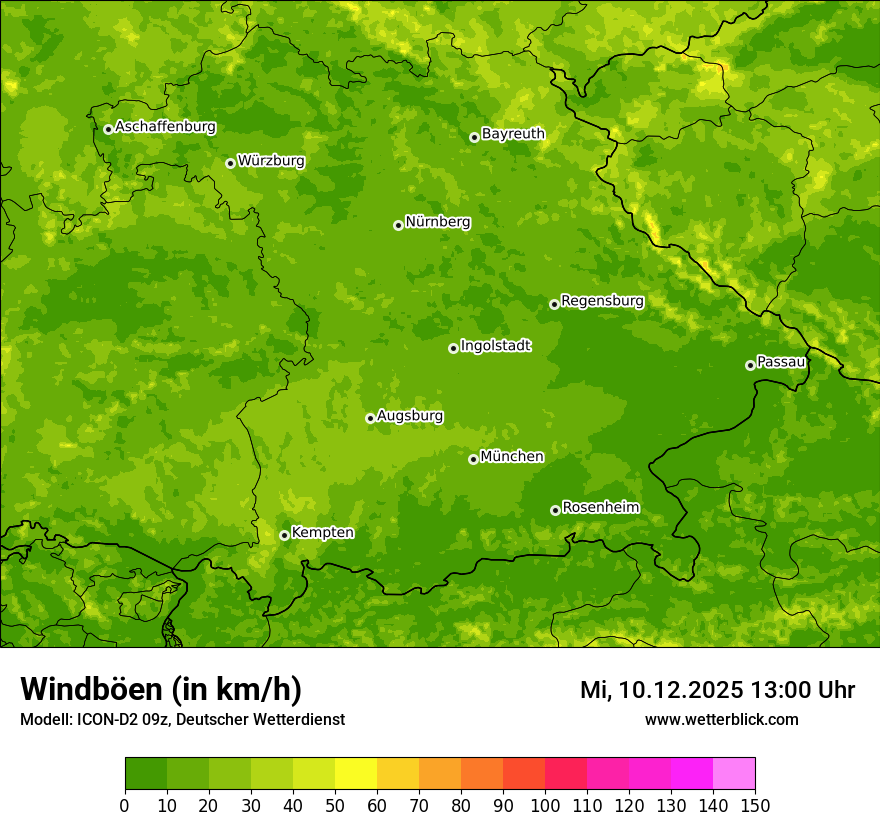 Modellkarten Windgeschwindigkeit
