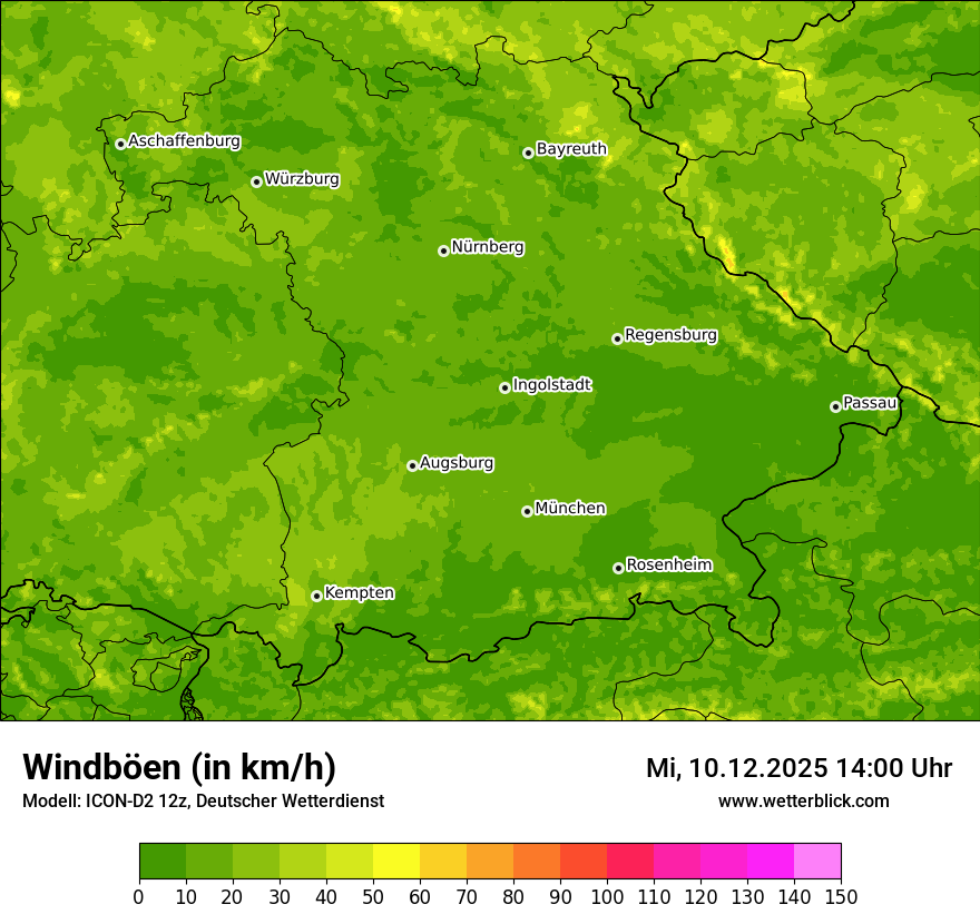 Modellkarten Windgeschwindigkeit