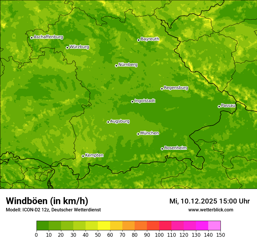 Modellkarten Windgeschwindigkeit