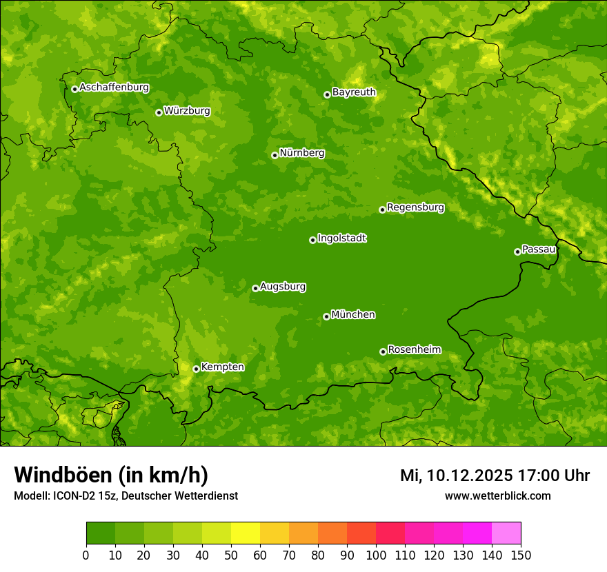 Modellkarten Windgeschwindigkeit