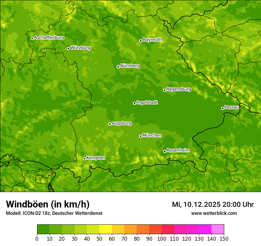 Modellkarten Windgeschwindigkeit