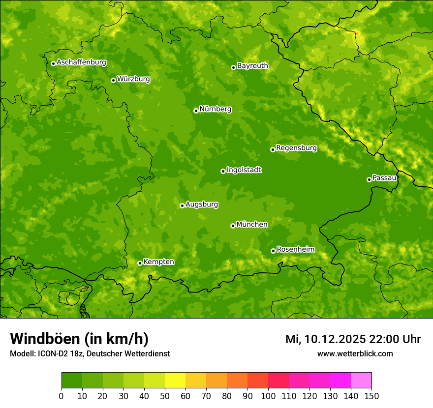 Modellkarten Windgeschwindigkeit