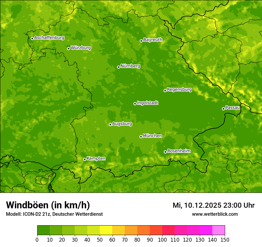Modellkarten Windgeschwindigkeit
