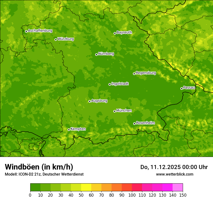 Modellkarten Windgeschwindigkeit