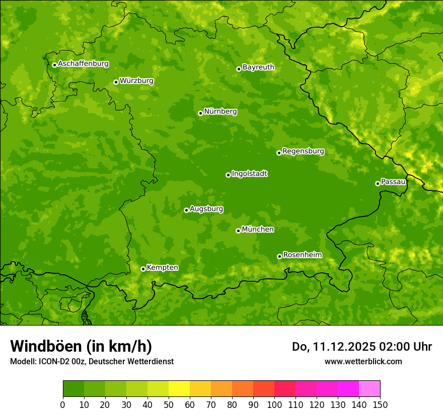 Modellkarten Windgeschwindigkeit