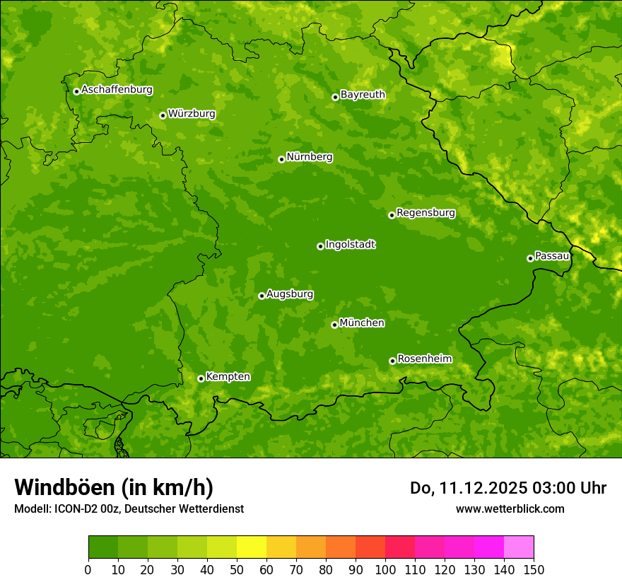 Modellkarten Windgeschwindigkeit