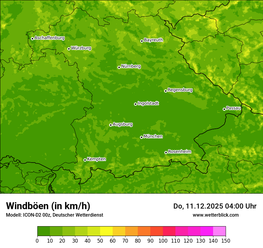Modellkarten Windgeschwindigkeit