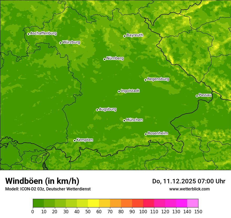 Modellkarten Windgeschwindigkeit