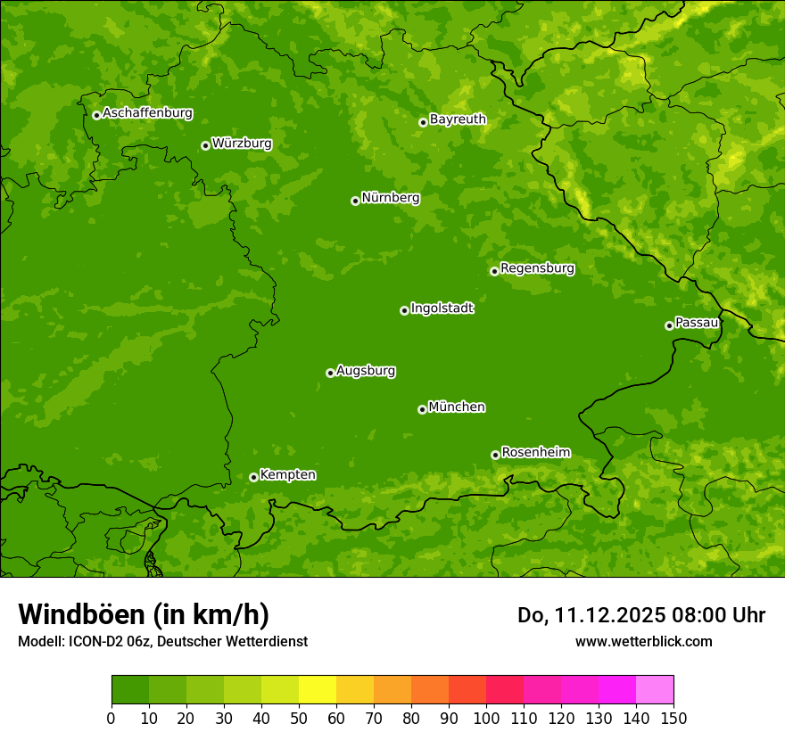 Modellkarten Windgeschwindigkeit