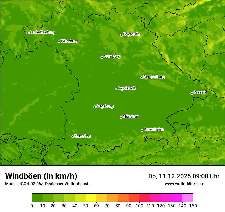 Modellkarten Windgeschwindigkeit