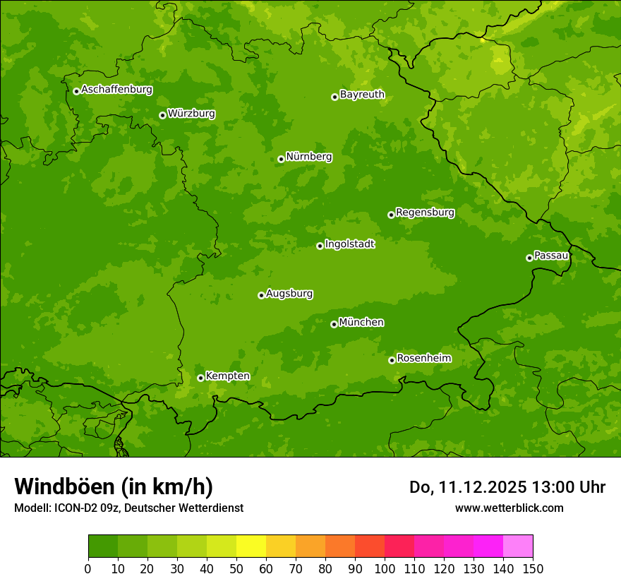 Modellkarten Windgeschwindigkeit
