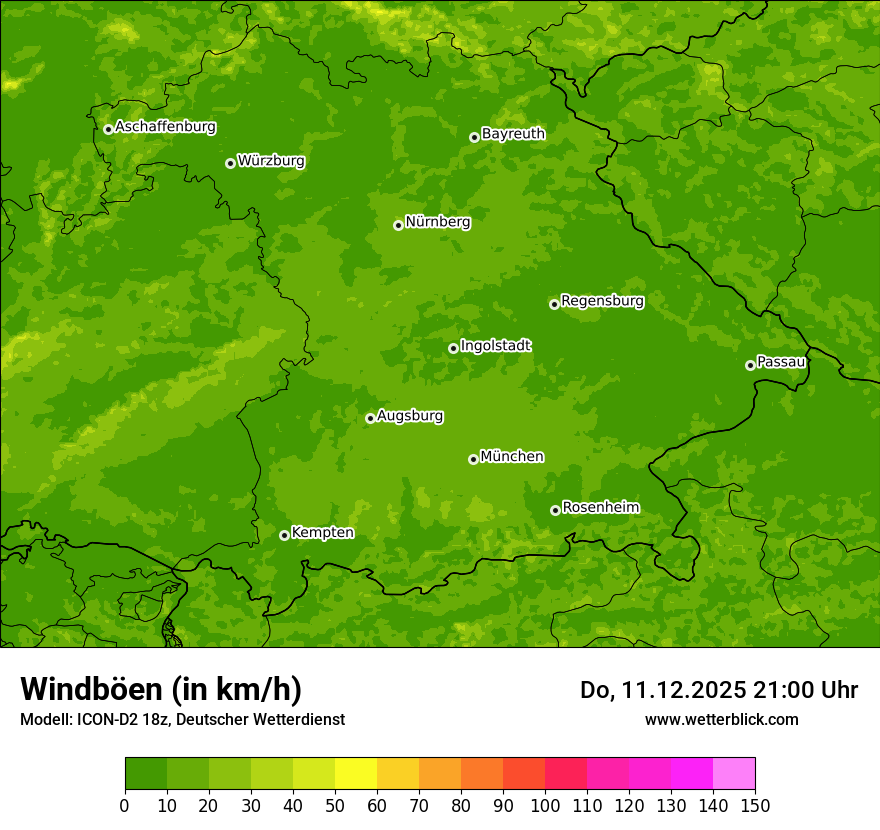 Modellkarten Windgeschwindigkeit