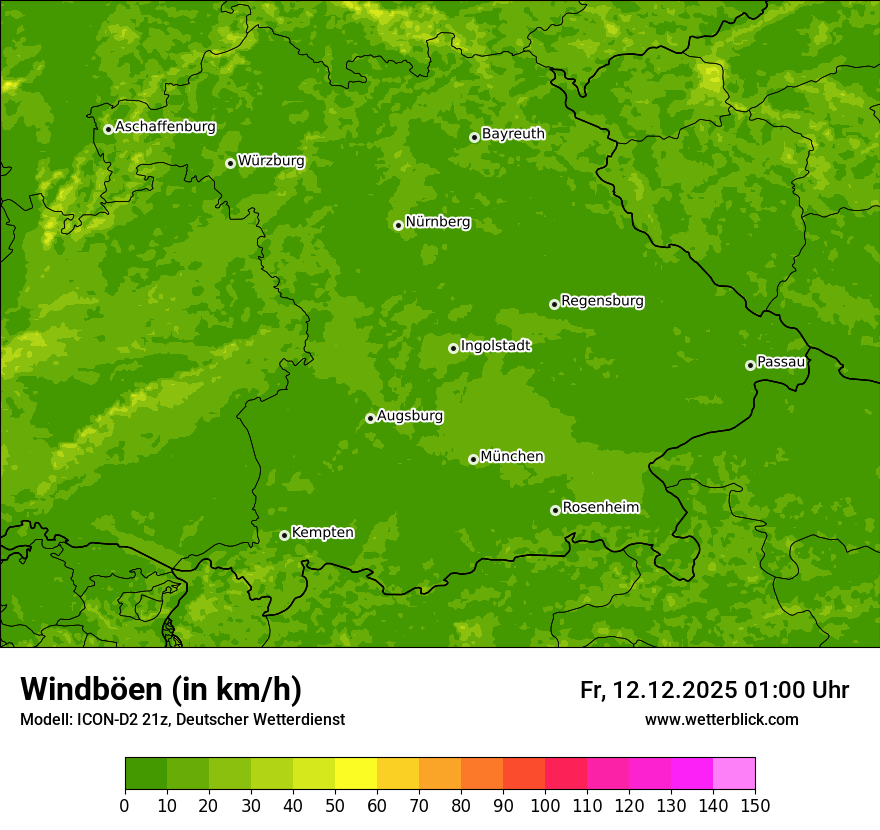 Modellkarten Windgeschwindigkeit