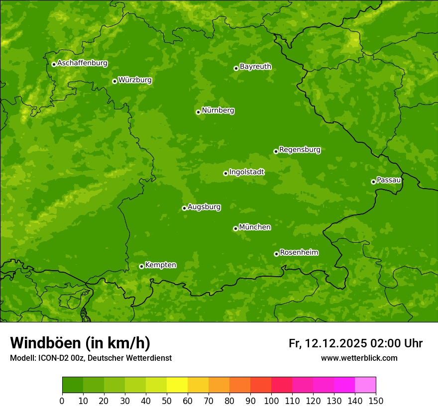 Modellkarten Windgeschwindigkeit