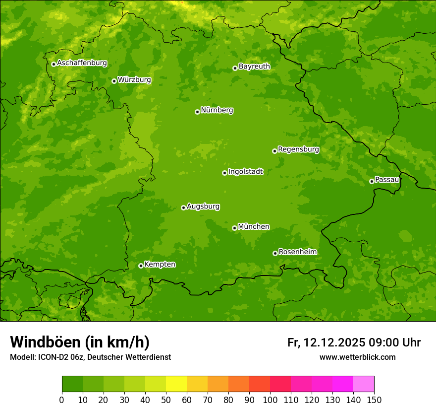 Modellkarten Windgeschwindigkeit