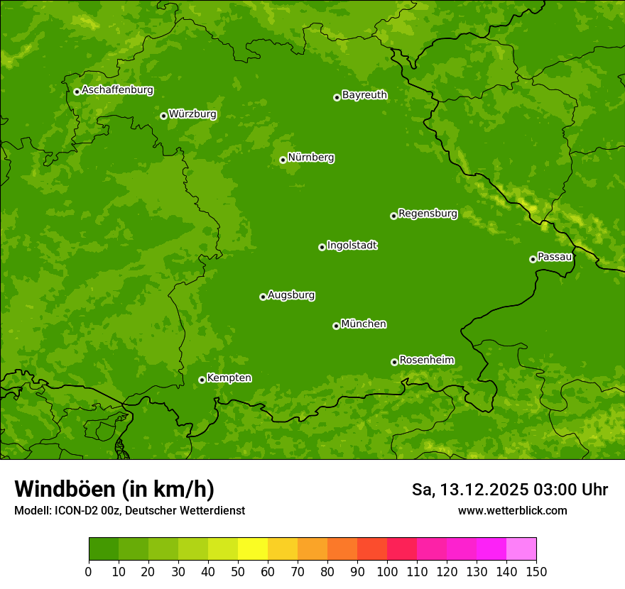 Modellkarten Windgeschwindigkeit