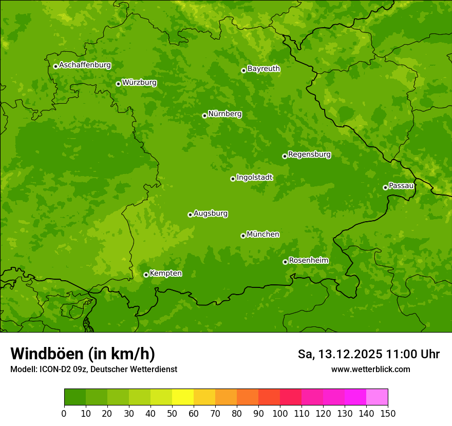 Modellkarten Windgeschwindigkeit