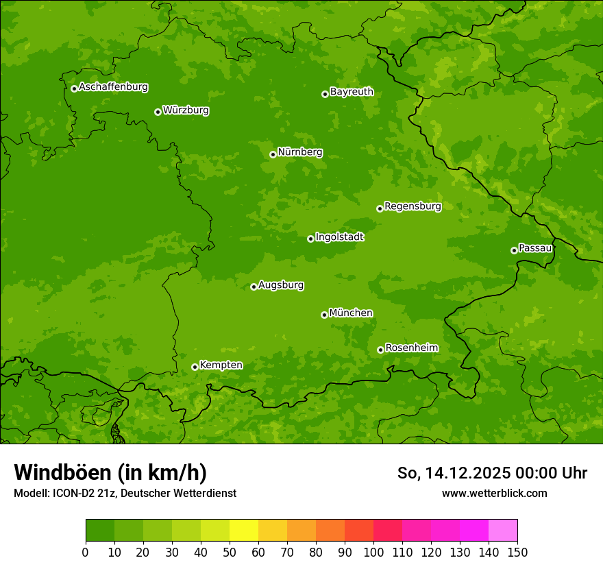 Modellkarten Windgeschwindigkeit