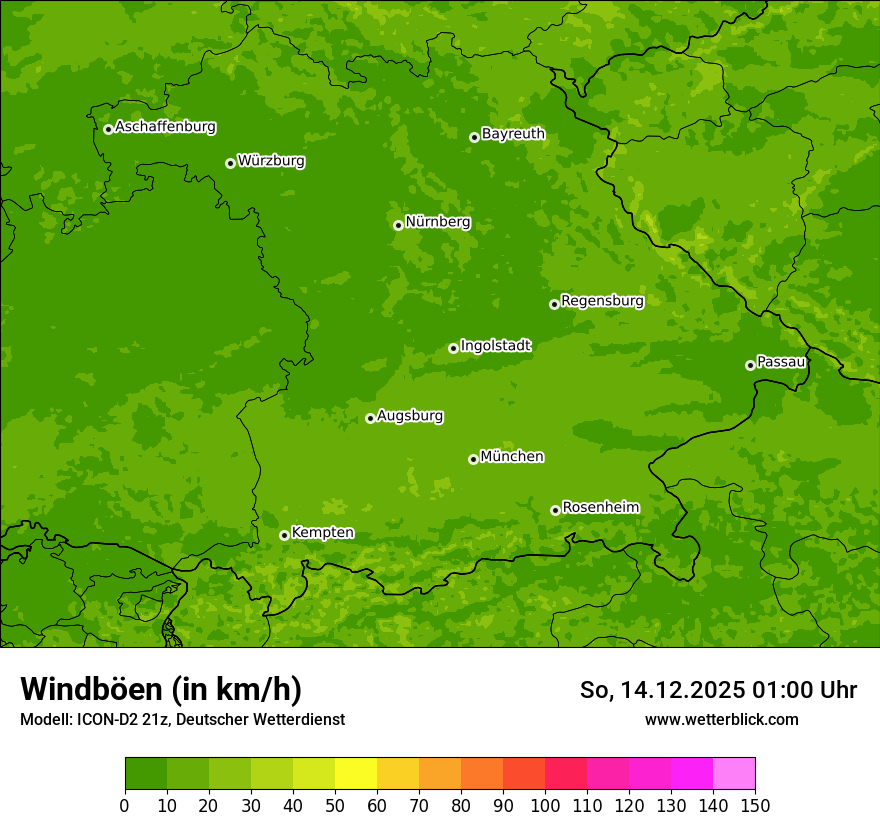 Modellkarten Windgeschwindigkeit