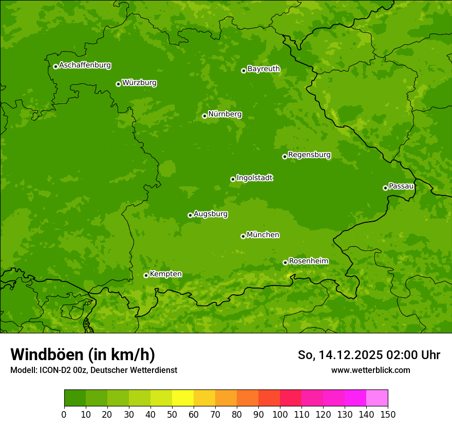 Modellkarten Windgeschwindigkeit