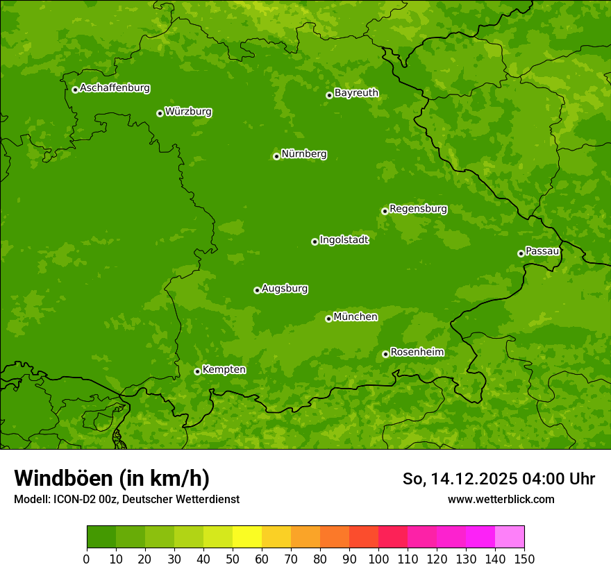 Modellkarten Windgeschwindigkeit