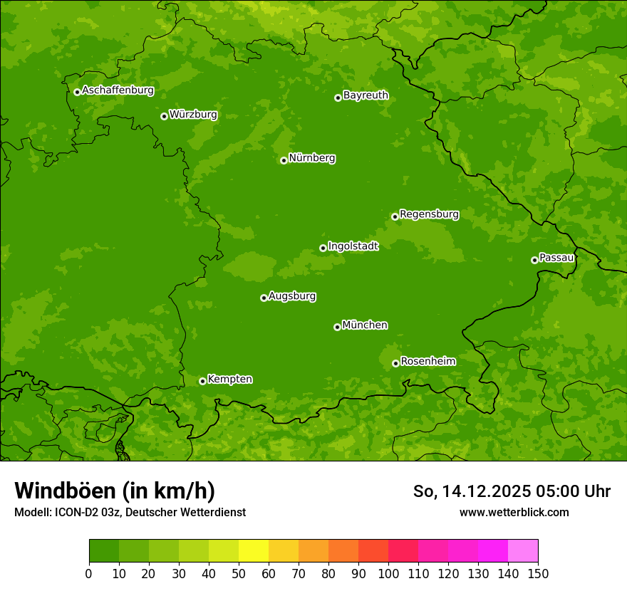 Modellkarten Windgeschwindigkeit