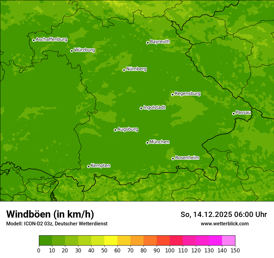 Modellkarten Windgeschwindigkeit