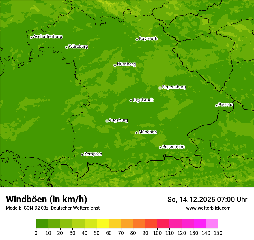 Modellkarten Windgeschwindigkeit