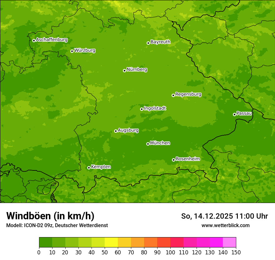 Modellkarten Windgeschwindigkeit