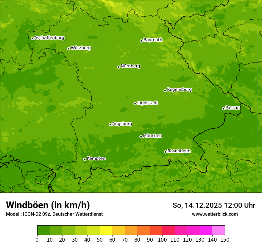 Modellkarten Windgeschwindigkeit