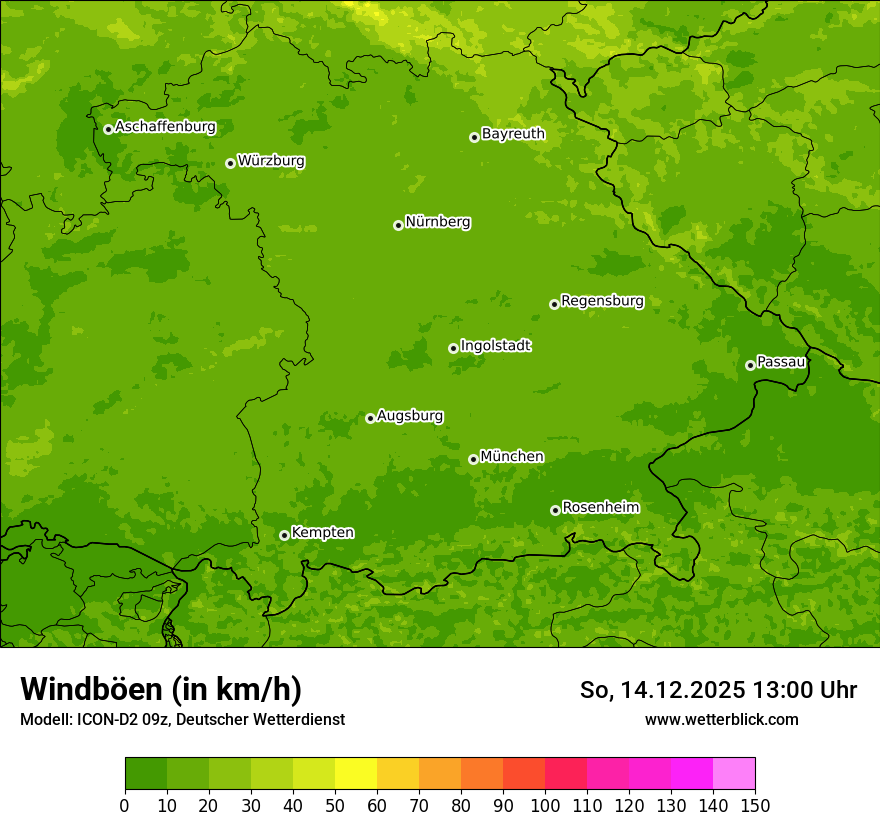 Modellkarten Windgeschwindigkeit