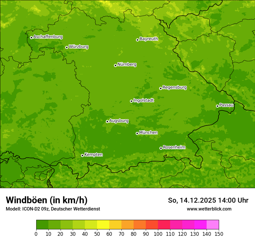Modellkarten Windgeschwindigkeit