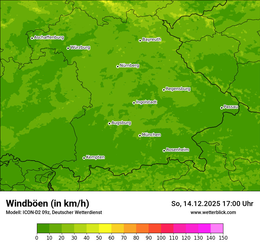 Modellkarten Windgeschwindigkeit