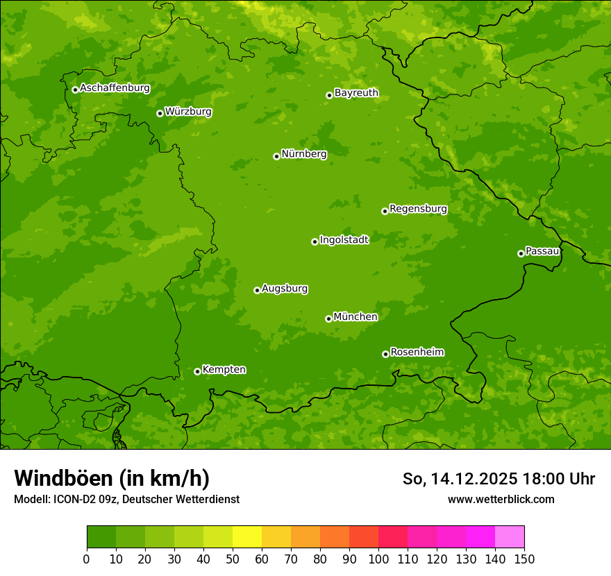 Modellkarten Windgeschwindigkeit