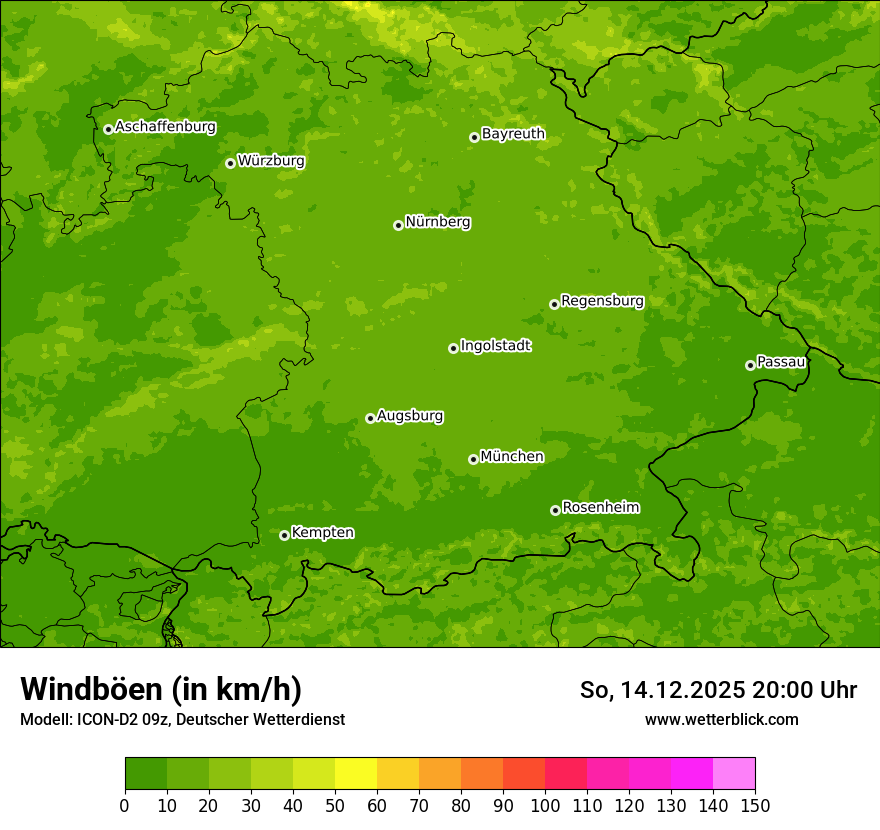 Modellkarten Windgeschwindigkeit
