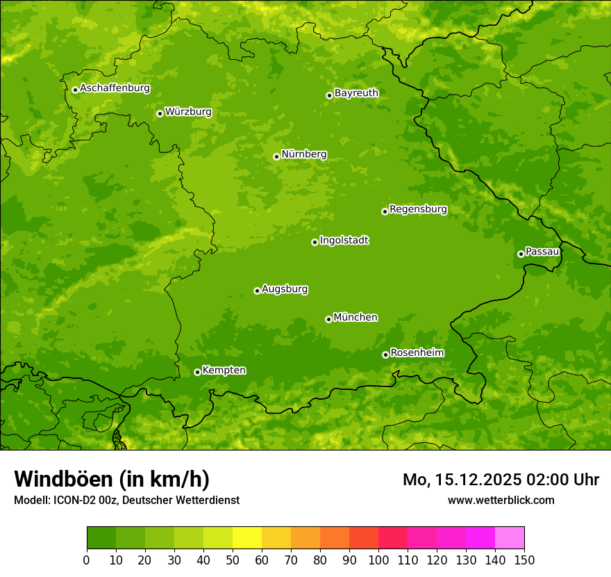 Modellkarten Windgeschwindigkeit