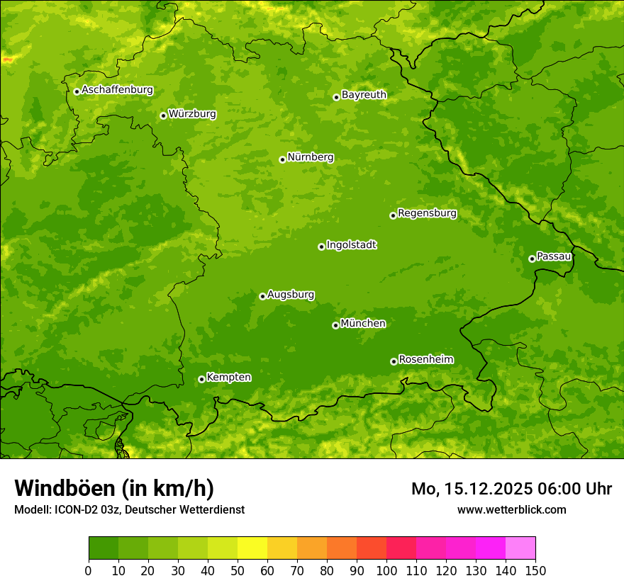 Modellkarten Windgeschwindigkeit