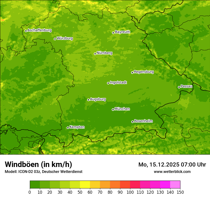 Modellkarten Windgeschwindigkeit