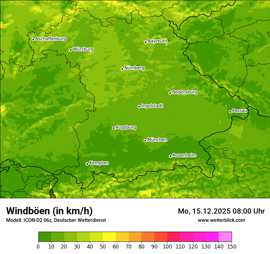 Modellkarten Windgeschwindigkeit